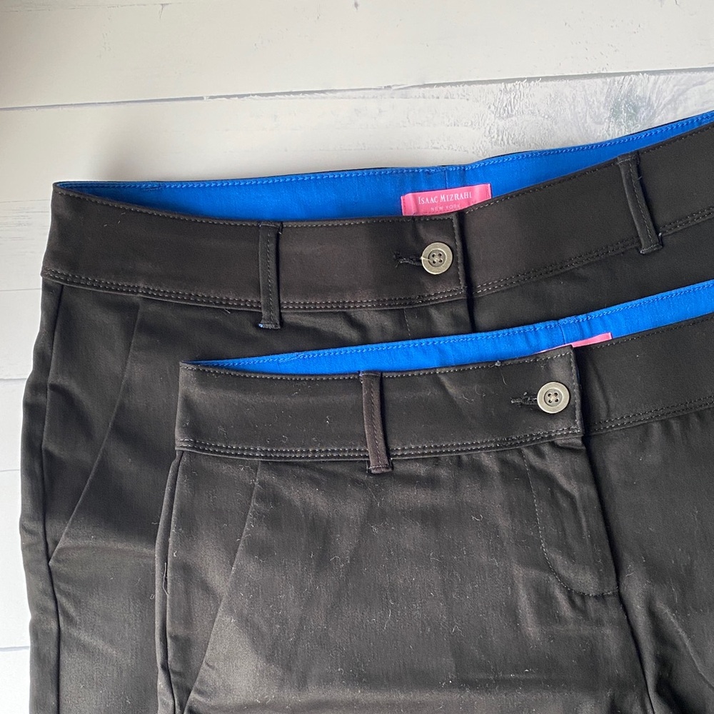 Isaac Mizrahi Black Chino Shorts Blue Trim Women